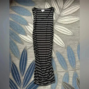 A:Glow Maternity Striped Tank Maxi Dress Size XS Sleeveless Stretch Black‎